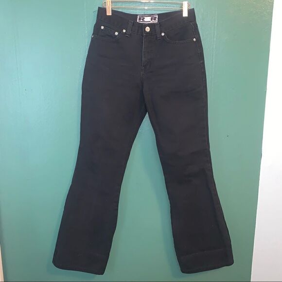 R4R Rave 4 Real Vintage Flare Black High waisted Denim jeans - Picture 1 of 5